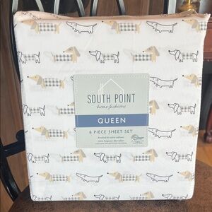 Puppy Dog Dachshund Print Sheet Set Queen 6 Piece Set New